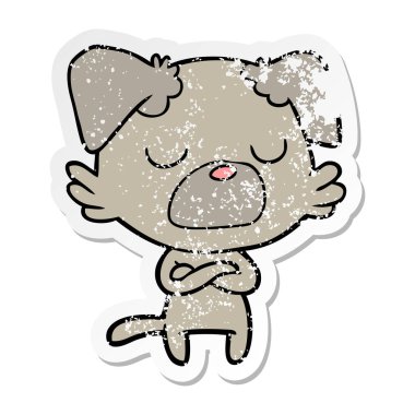 sıkıntılı etiket bir karikatür köpek