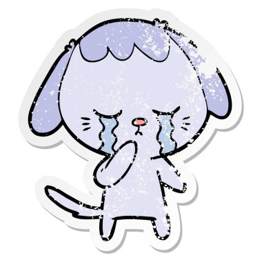 bir çizgi film ağlayan köpek sıkıntılı etiket