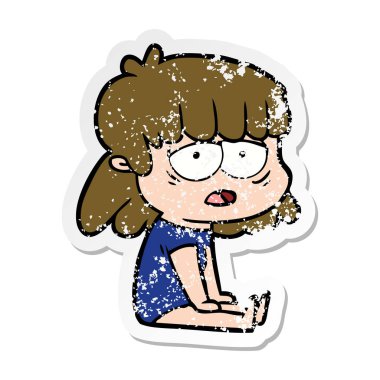 bir çizgi film yorgun kadın sıkıntılı etiket