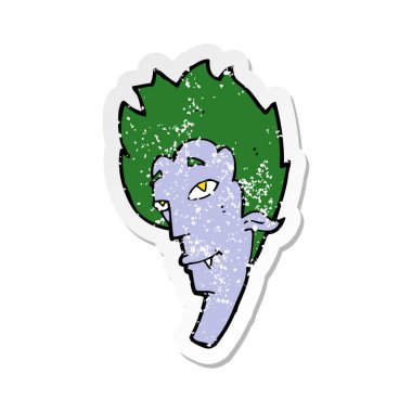 bir çizgi film vampir kafa Retro sıkıntılı etiket