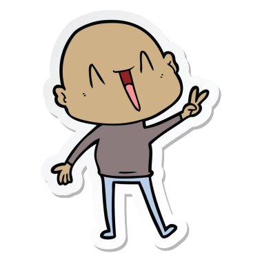 etiket bir mutlu karikatür kel adam