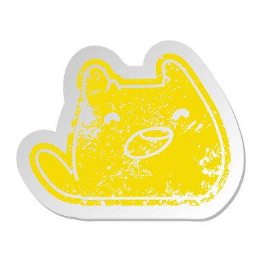 kawaii kedinin sıkıntılı eski çizgi film etiketi