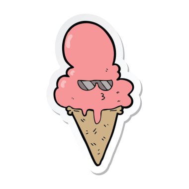 bir çizgi film serin dondurma etiket