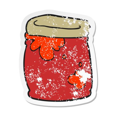 bir çizgi film kavanoz reçel Retro sıkıntılı etiket