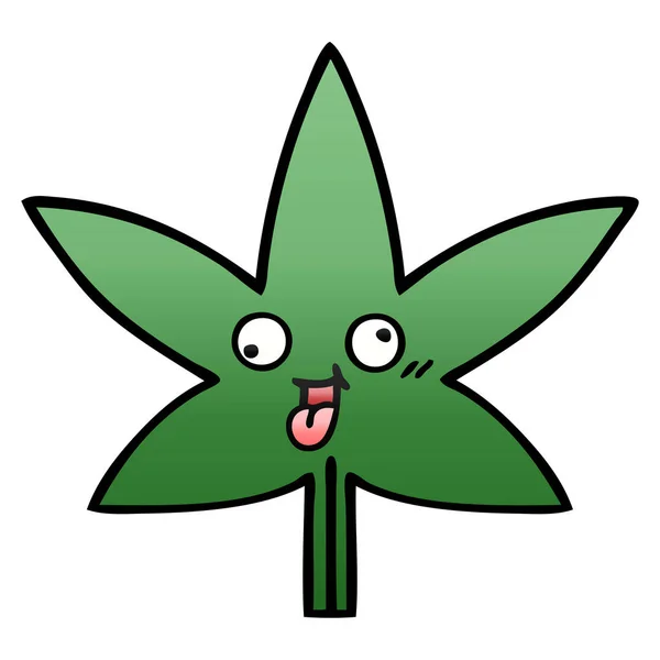 マリファナの葉のグラデーション シェーディング漫画 — ストックベクタ