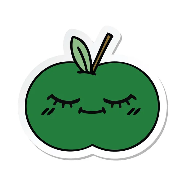 Sticker Cute Cartoon Juicy Apple — Stock Vector