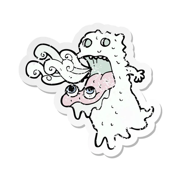 Retro Noodlijdende Sticker Van Een Cartoon Bruto Spook — Stockvector