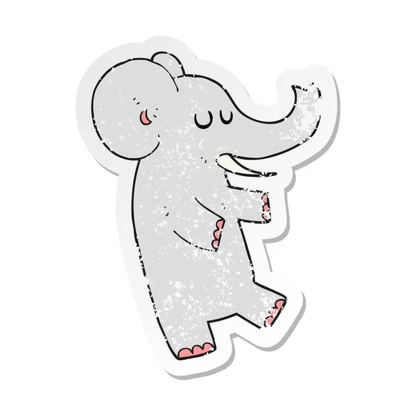 Retro Distressed Sticker Cartoon Dancing Elephant — Stock Vector