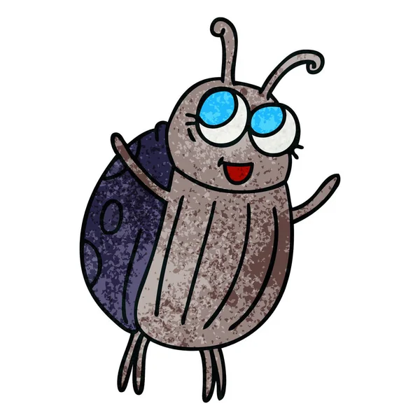 Mão Desenhado Peculiar Cartoon Feliz Bug — Vetor de Stock