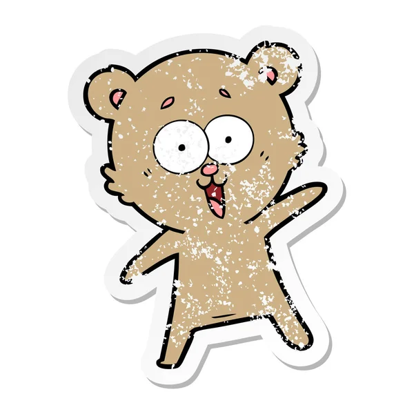 Aufkleber Eines Lachenden Teddybären — Stockvektor