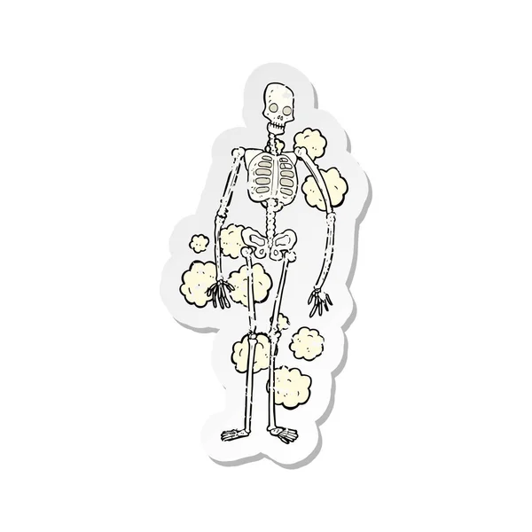 Autocollant Détresse Rétro Vieux Squelette Poussiéreux Dessin Animé — Image vectorielle