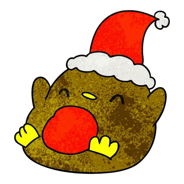 Christmas textured cartoon of kawaii penguin — Stock Vector