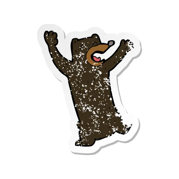Retro distressed nálepka kreslený černý medvěd — Stockový vektor