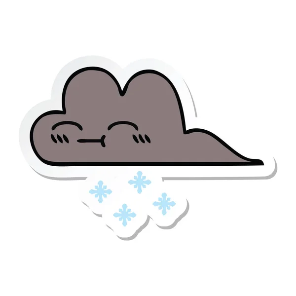 Sticker Cute Cartoon Storm Snow Cloud — Stock Vector