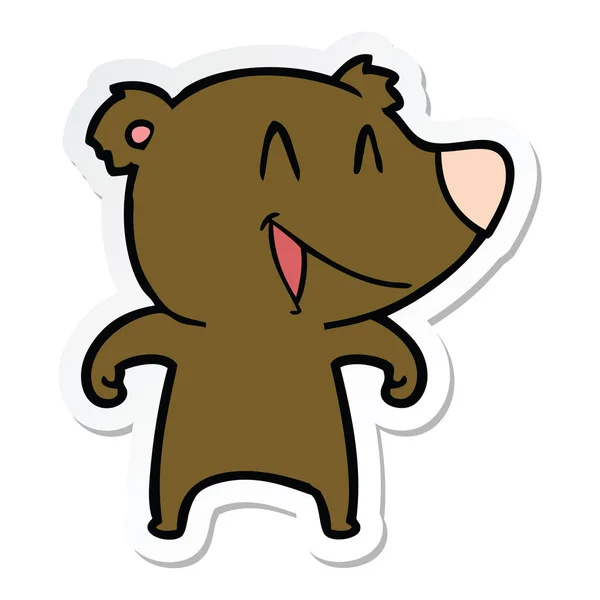Autocollant d'un ours rire dessin animé — Image vectorielle