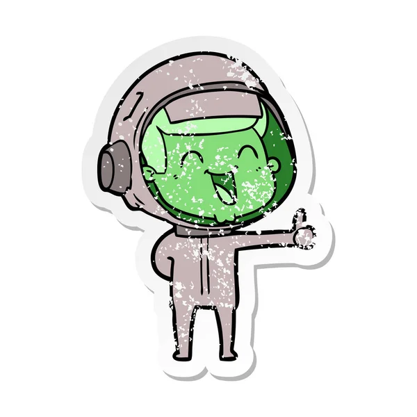 Calcomanía Angustiada Astronauta Dibujos Animados Feliz — Vector de stock