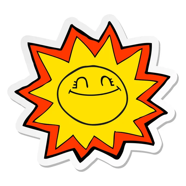 Sticker of a happy cartoon sun — Stock Vector