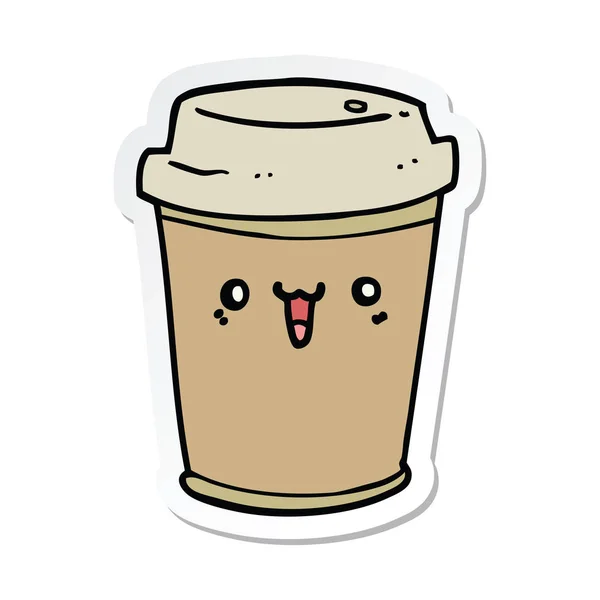 Nálepka Kreslený Uzavřít Káva — Stockový vektor