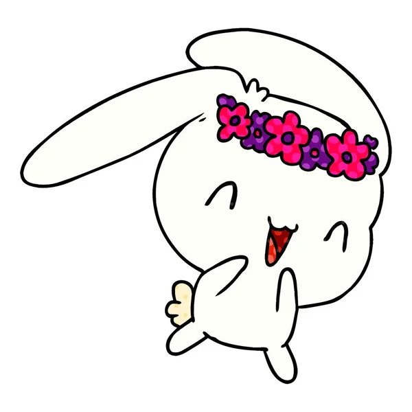 Cartone animato kawaii carino coniglietto peloso — Vettoriale Stock