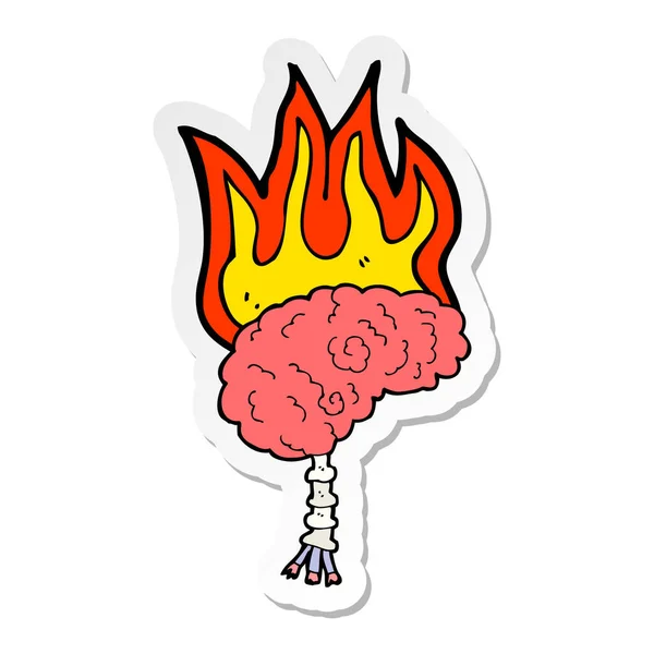 Sticker van de hersenen van een tekenfilm in brand — Stockvector