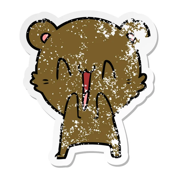 Aufkleber eines glücklichen Bären-Cartoons — Stockvektor