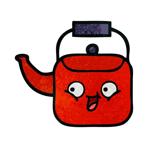 Retro grunge texture cartoon kettle — Stock Vector