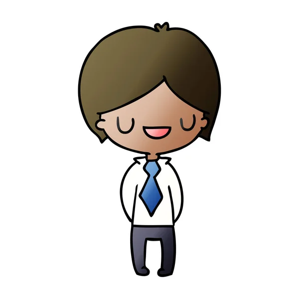 Gradient Cartoon Illustration Kawaii Cute Boy — Stock Vector