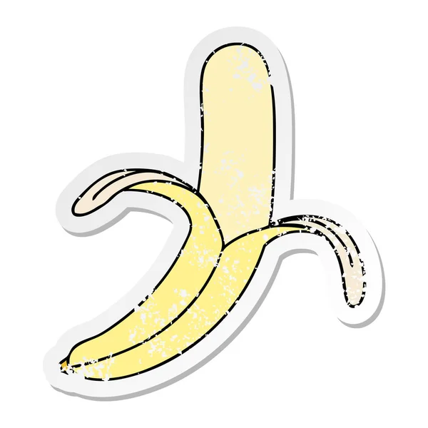 風変わりな手の苦しめられたステッカー描画漫画バナナ — ストックベクタ