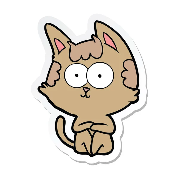 Etiqueta Gato Feliz Desenhos Animados — Vetor de Stock