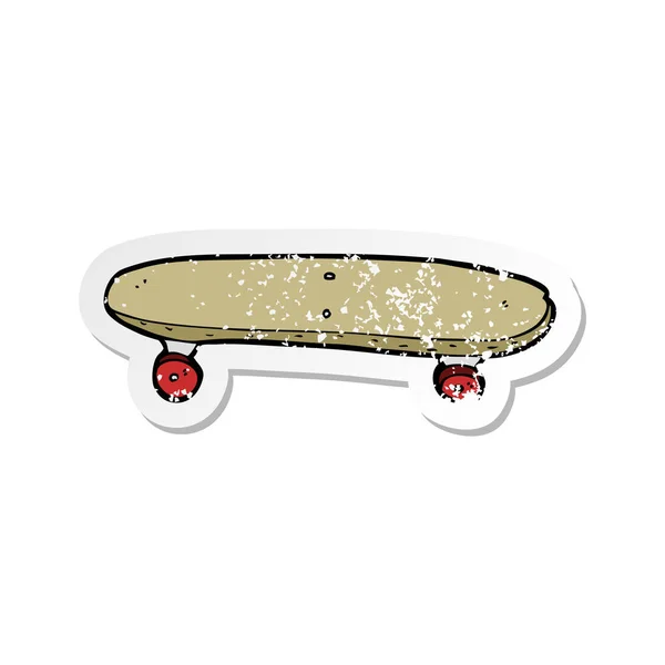 Retro noodlijdende sticker van een cartoon skateboard — Stockvector