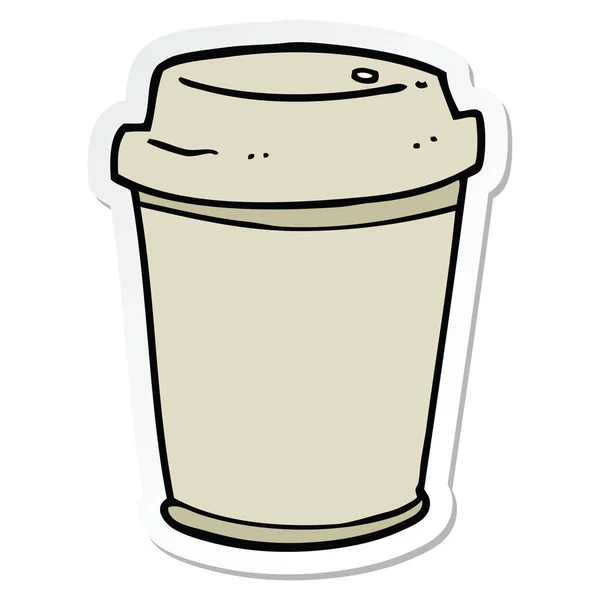 Klistermärke Cartoon Avhämtning Kaffe Kopp — Stock vektor