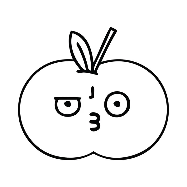 Line drawing cartoon juicy apple — Stock Vector