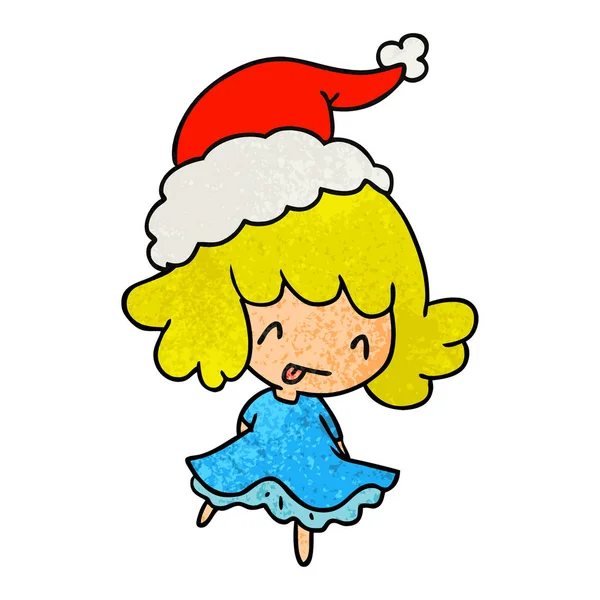 Dessiné Main Noël Dessin Animé Texturé Fille Kawaii — Image vectorielle