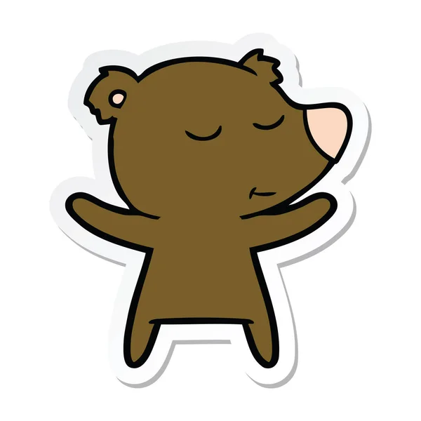 Etiqueta Urso Desenhos Animados Feliz — Vetor de Stock