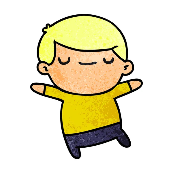 Dessin animé texturé d'un garçon mignon kawaii — Image vectorielle