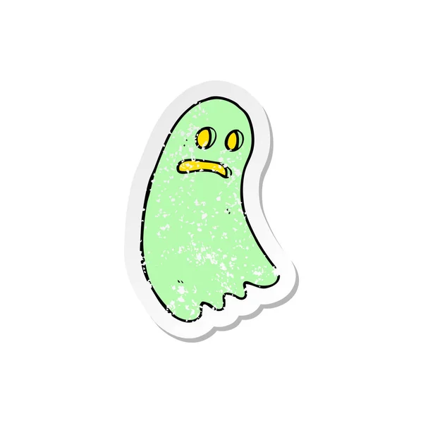 Pegatina Retro Angustiado Fantasma Dibujos Animados — Vector de stock