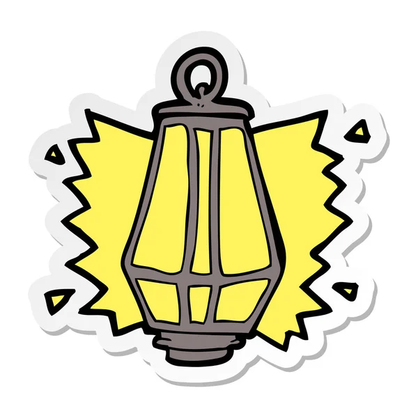 Etiqueta Uma Lanterna Desenho Animado Brilhando — Vetor de Stock