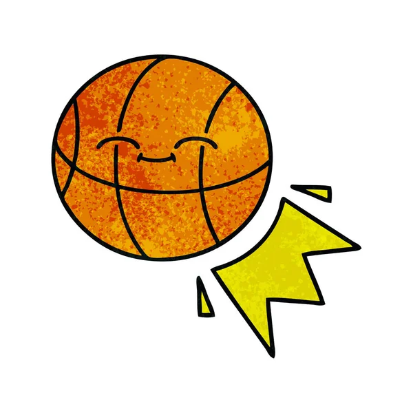 Retro Grunge Textur Cartoon Basketball — Stockvektor