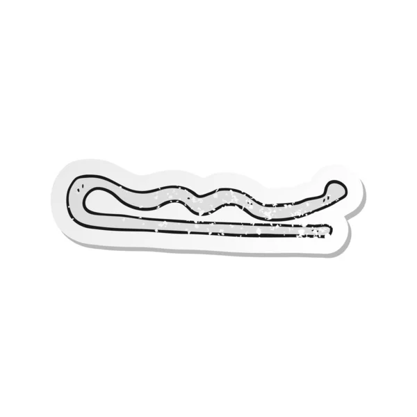 Retro Noodlijdende Sticker Van Een Cartoon Hair Clip — Stockvector