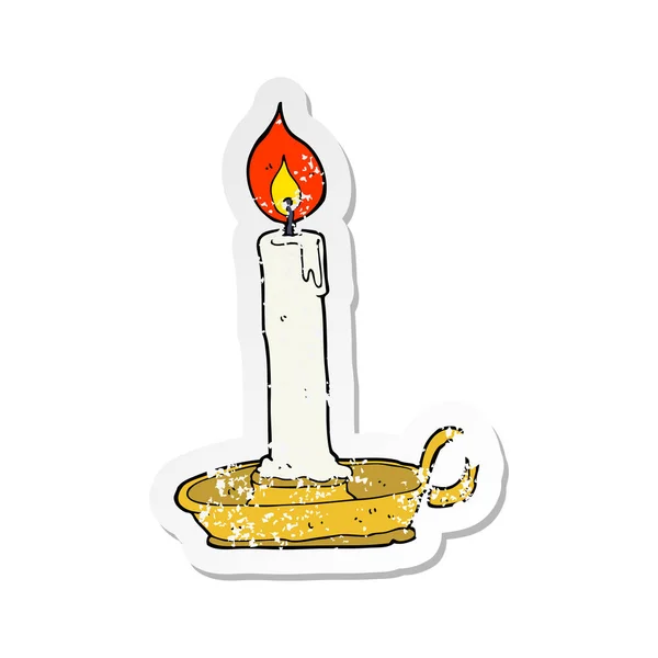 Retro Distressed Sticker Cartoon Burning Candle — Stock Vector