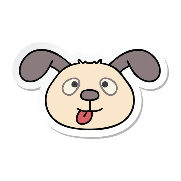 Sticker Quirky Hand Drawn Cartoon Dog Face — Stock Vector