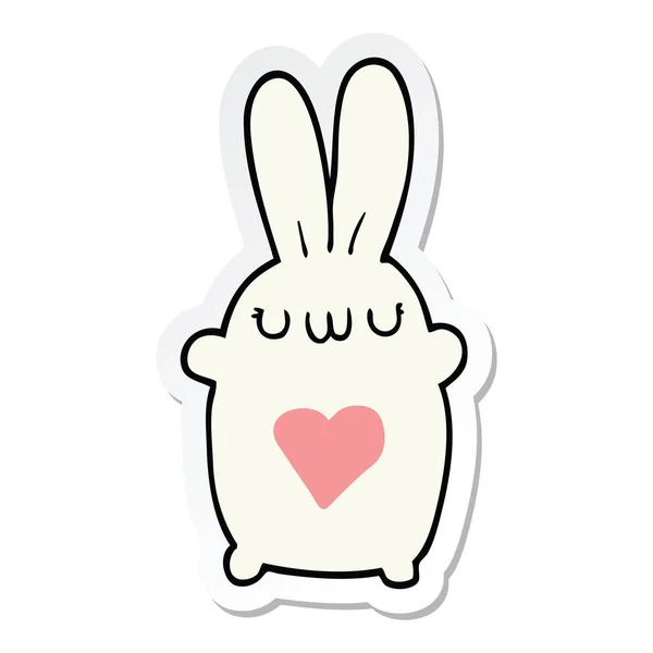 Sticker Cute Cartoon Rabbit Love Heart — Stock Vector