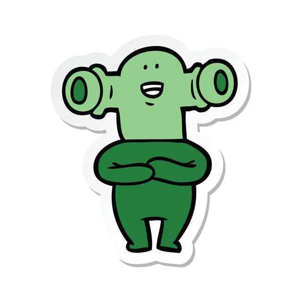 Sticker Friendly Cartoon Alien — Stock Vector