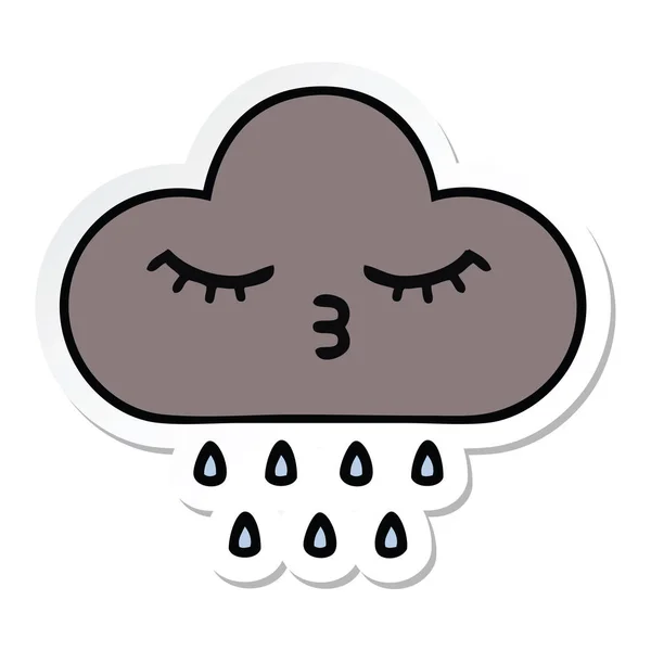 Sticker Van Onweerswolk Regen Een Leuke Cartoon — Stockvector