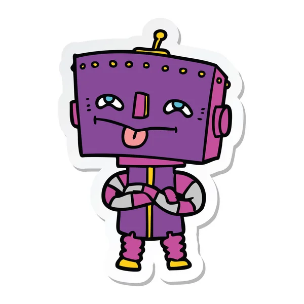 Bir Çizgi Film Robot Sticker — Stok Vektör