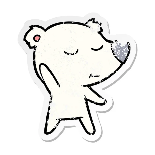 一个快乐的卡通北极熊苦恼的贴纸 — 图库矢量图片