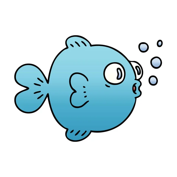 グラデーション シェーディング風変わりな漫画の魚 — ストックベクタ
