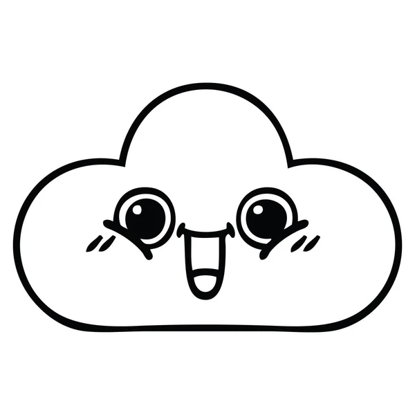 Desenho Linha Desenhos Animados Uma Nuvem — Vetor de Stock