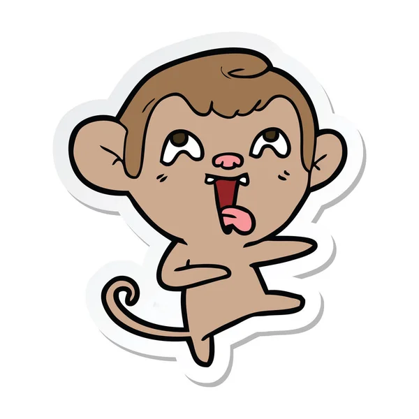 Sticker van een gek cartoon aap — Stockvector