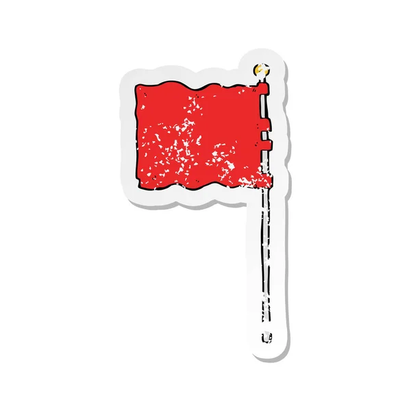 Ρετρό Αναξιοπαθούντα Αυτοκόλλητο Από Μια Γελοιογραφία Που Κυματίζει Σημαία — Διανυσματικό Αρχείο